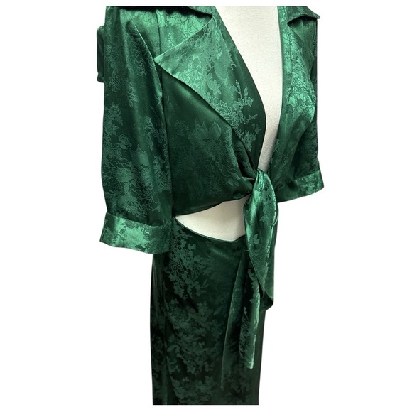 Ronny Kobo Carol Collared Faux Wrap Maxi Dress In Green Size Large - Picture 5 of 14